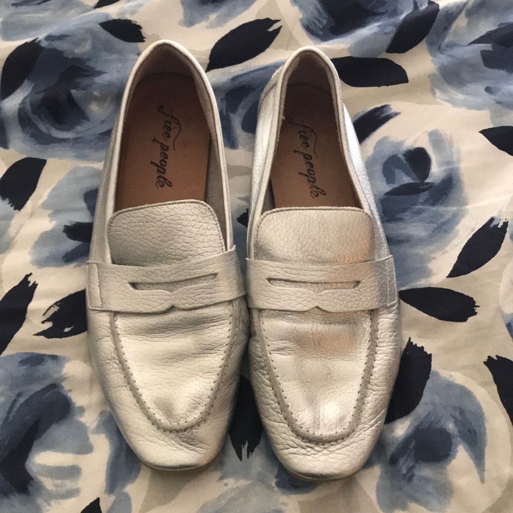 Free People Silver Loafers